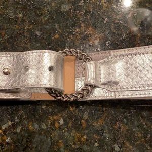 Another Line Leather Silver Metallic Belt